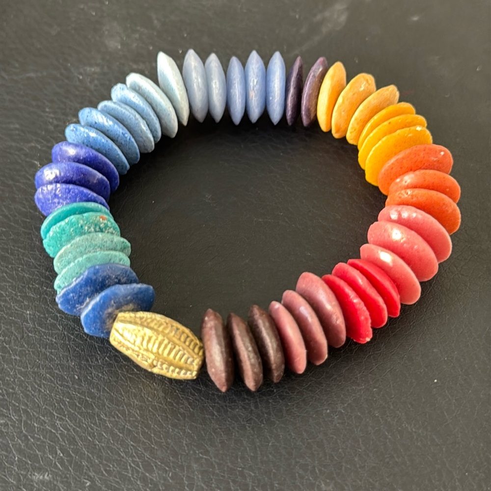 🌈 Glass Bead Stretch Bracelet made in Ghana